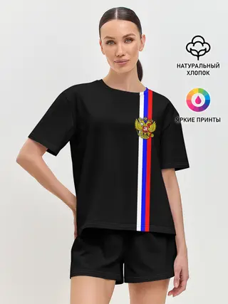 Женская пижама с шортами / Лента с гербом России