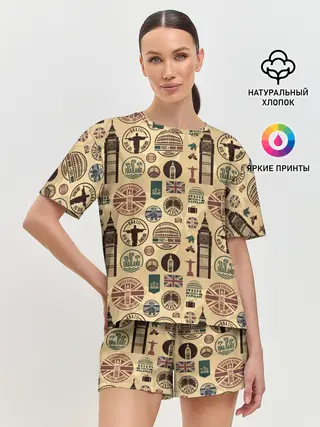 Женская пижама с шортами / Путешествие