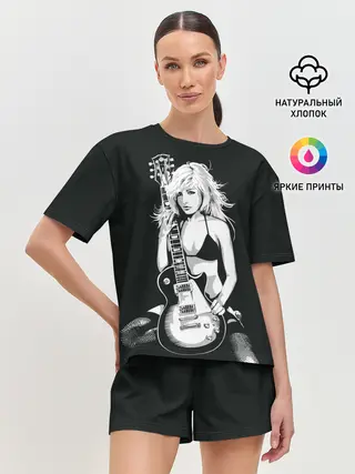 Женская пижама с шортами / Девушка с гитарой