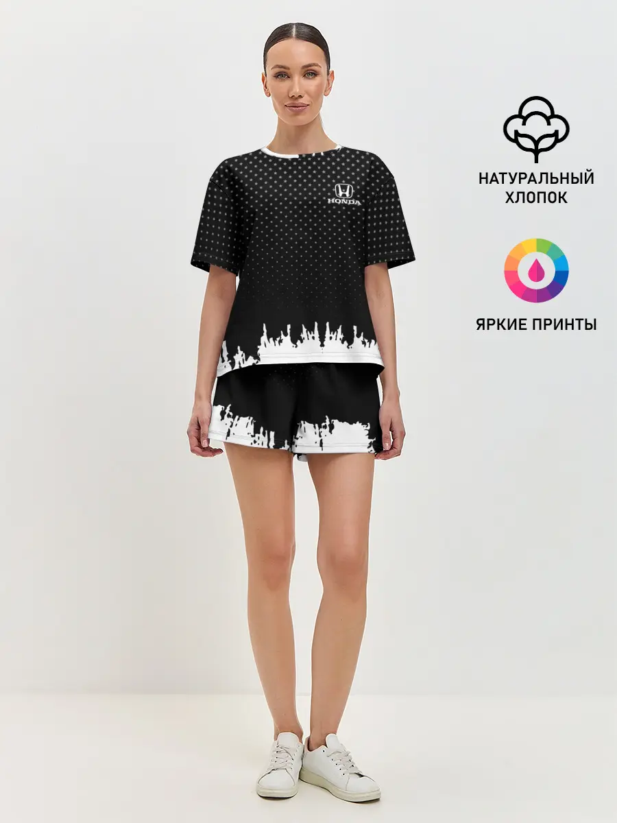 Женская пижама с шортами / Honda abstract black 2018