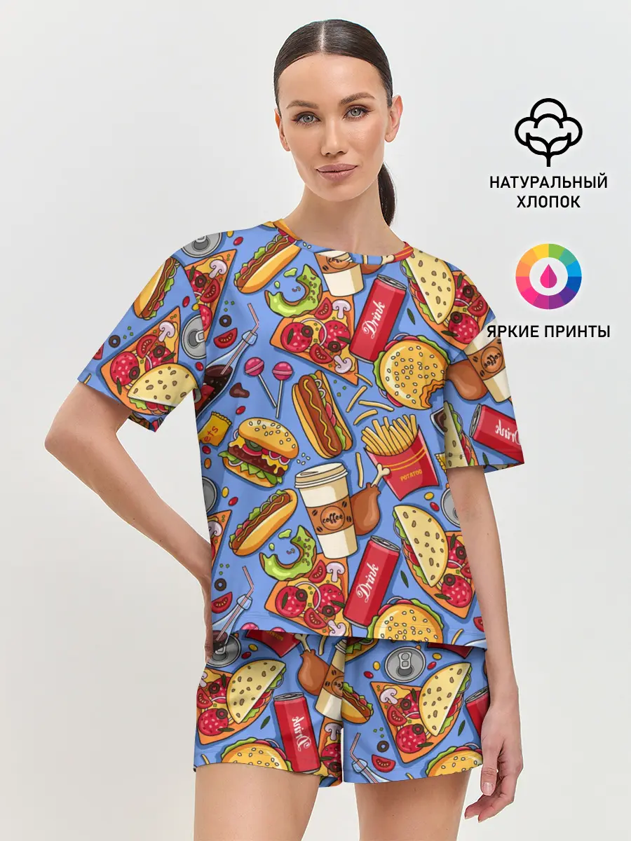 Женская пижама с шортами / Fastfood