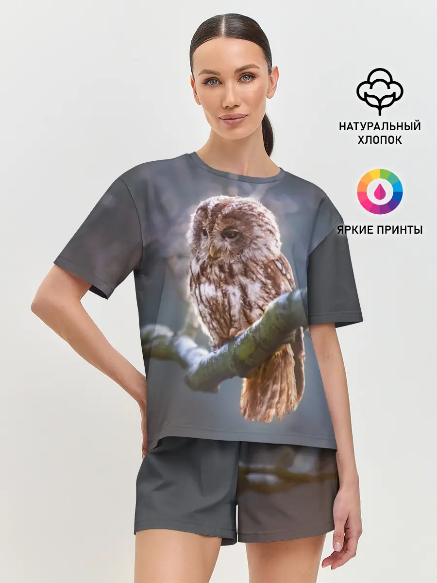 Женская пижама с шортами / Сова