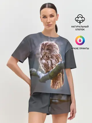 Женская пижама с шортами / Сова