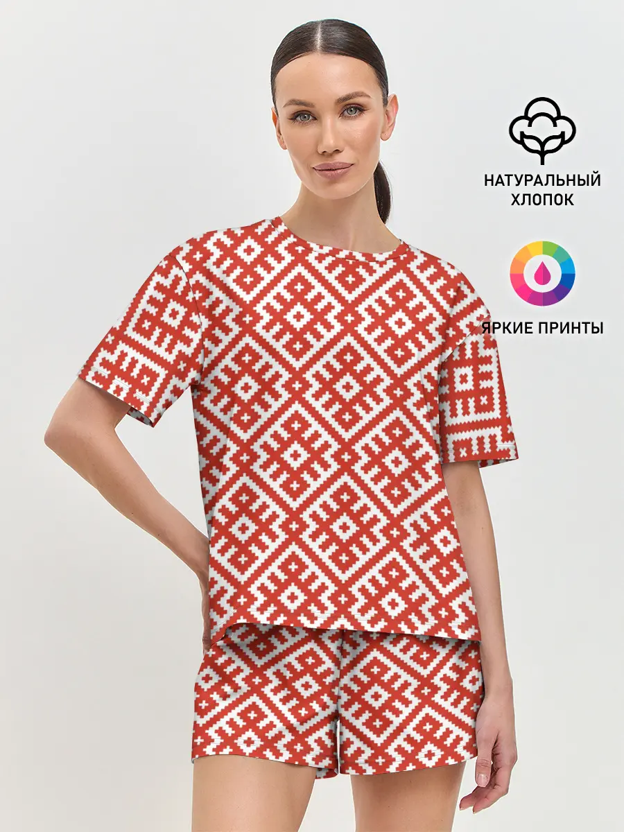 Женская пижама с шортами / Обережная Вышивка