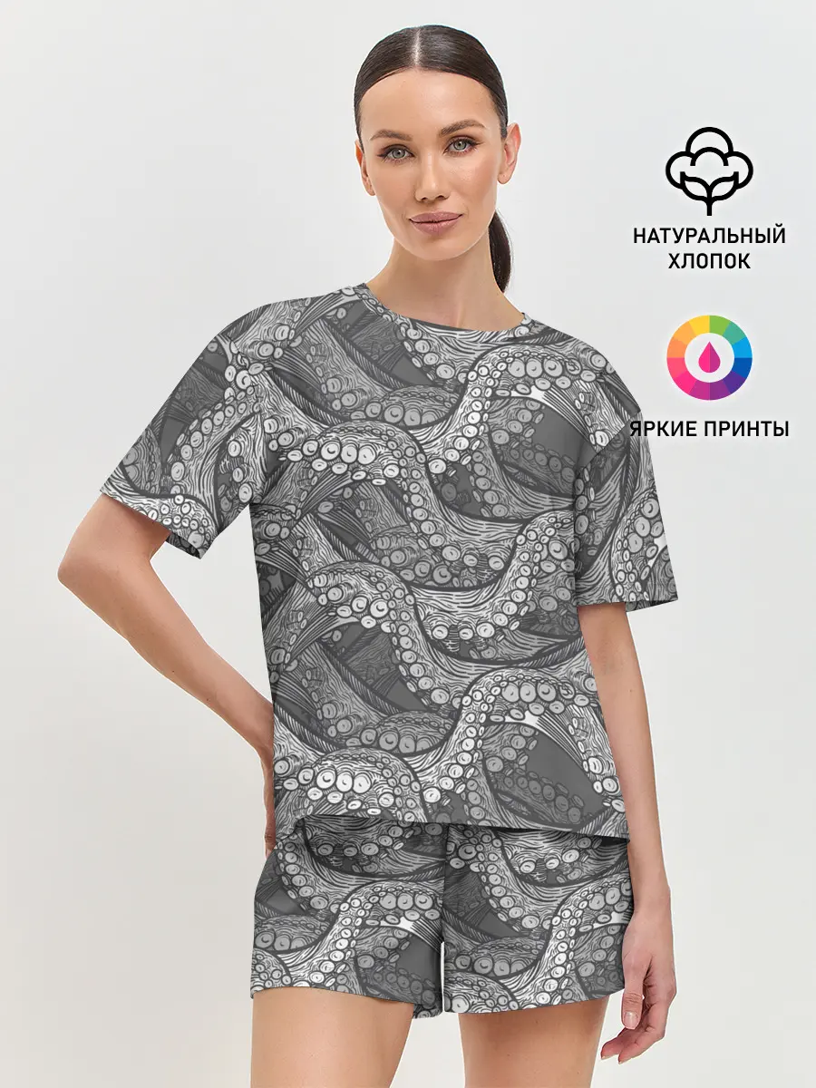 Женская пижама с шортами / Octopus dark