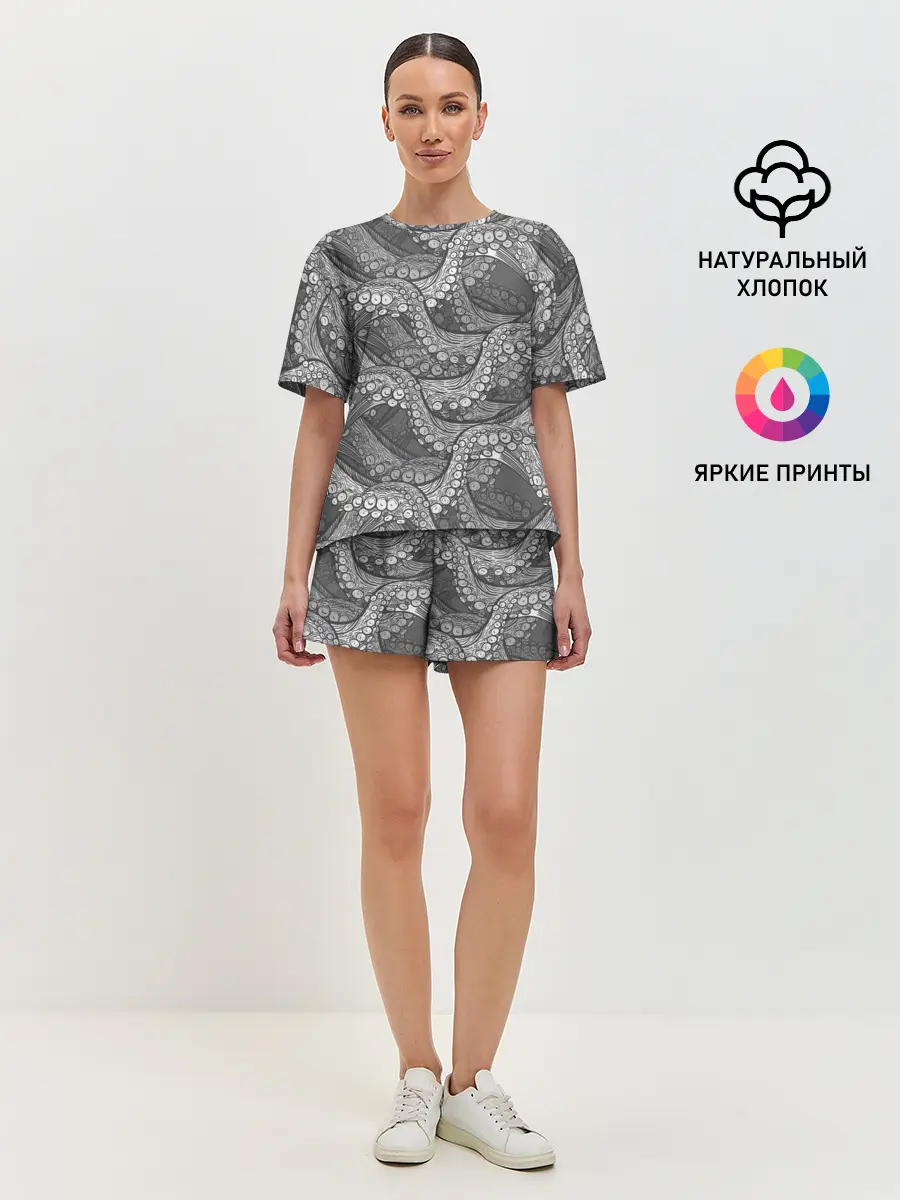 Женская пижама с шортами / Octopus dark