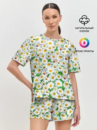 Женская пижама с шортами / Ромашки
