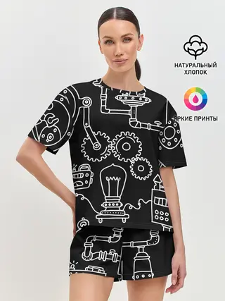 Женская пижама с шортами / Стиль стимпанк