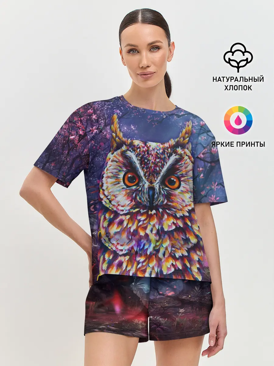 Женская пижама с шортами / Сова