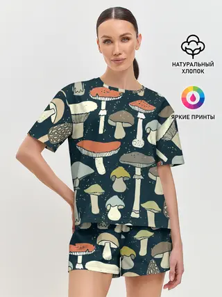 Женская пижама с шортами / Загадочный лес
