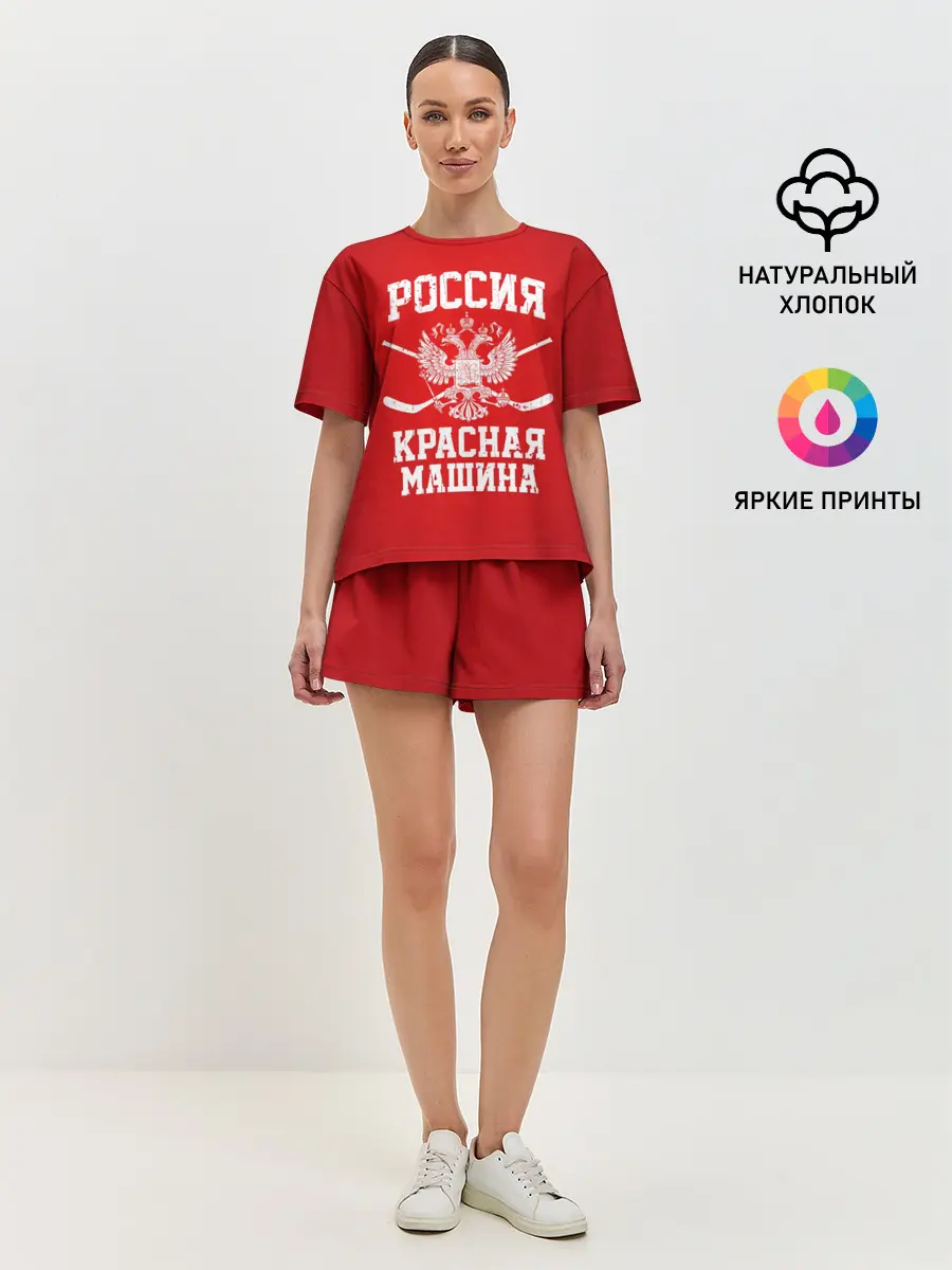 Женская пижама с шортами / Красная машина