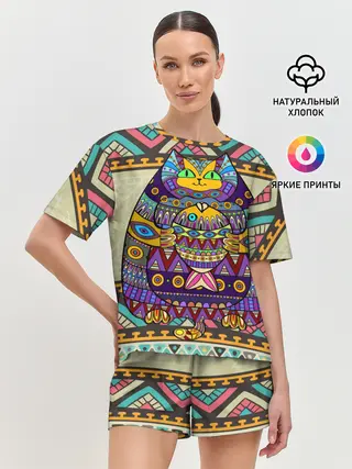 Женская пижама с шортами / Кот 3