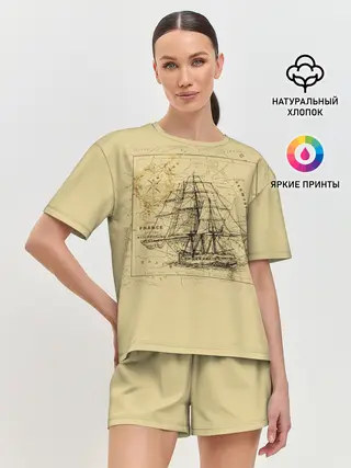 Женская пижама с шортами / Старая карта