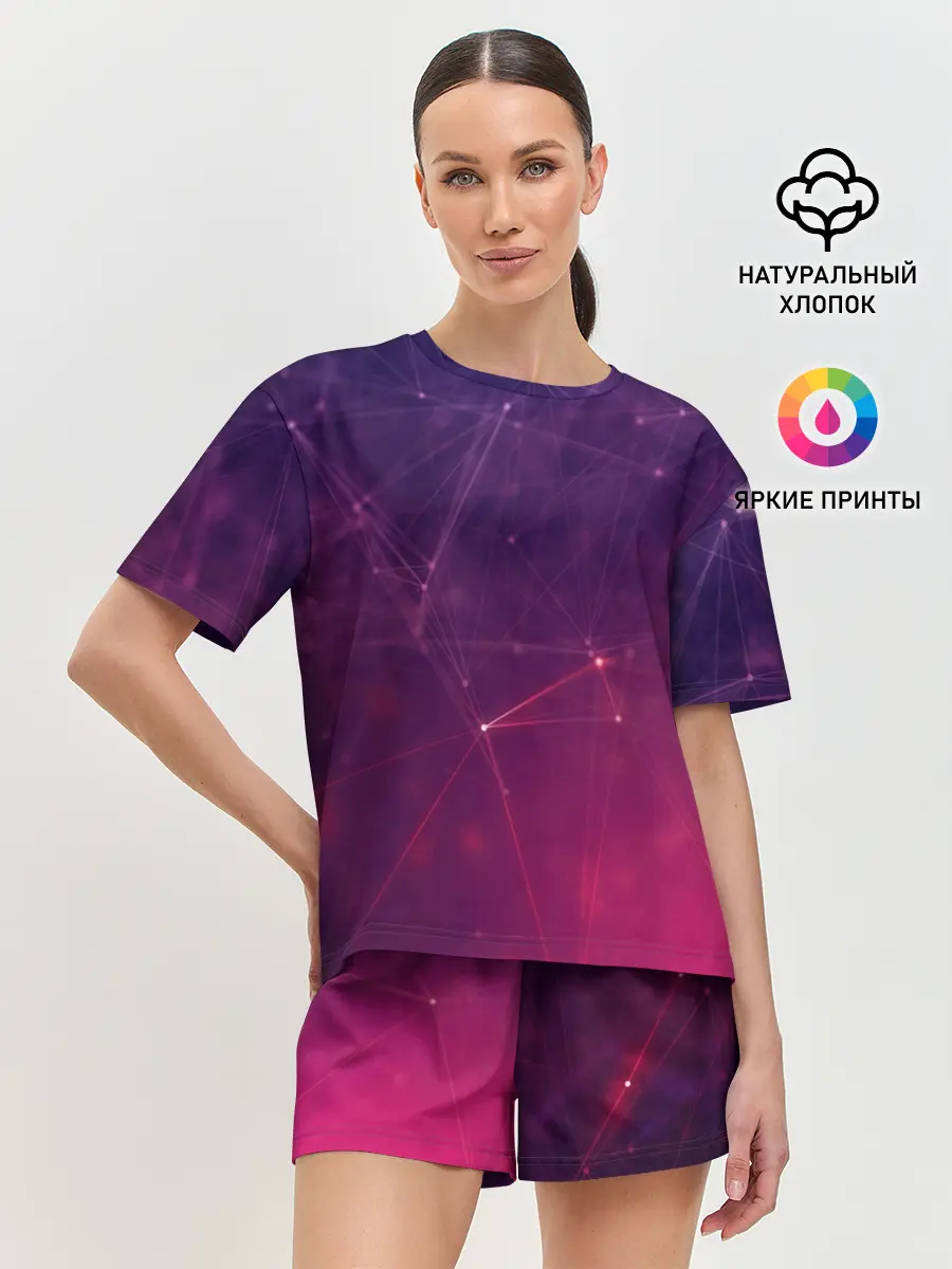 Женская пижама с шортами / Космическая текстура