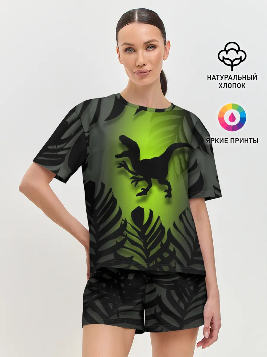 Женская пижама с шортами / Велоцераптор