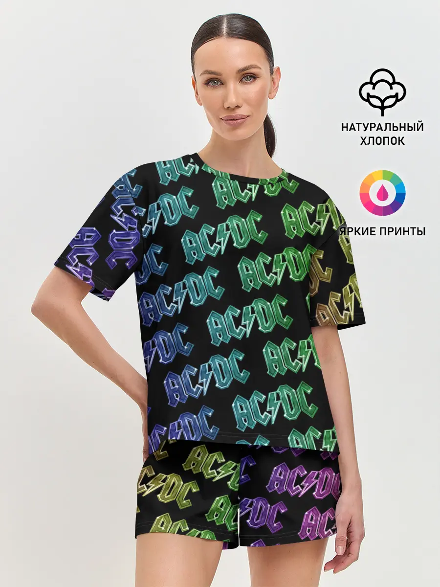 Женская пижама с шортами / AC DC. Паттерн Градиент