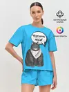 Женская пижама с шортами / Толстый кот