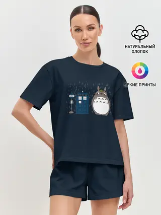Женская пижама с шортами / Тоторо и Тардис