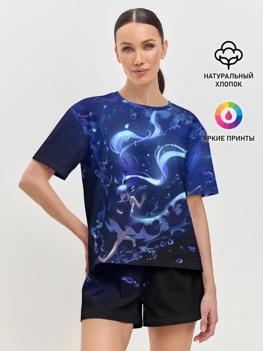Женская пижама с шортами / Вокалоид Мику Аква