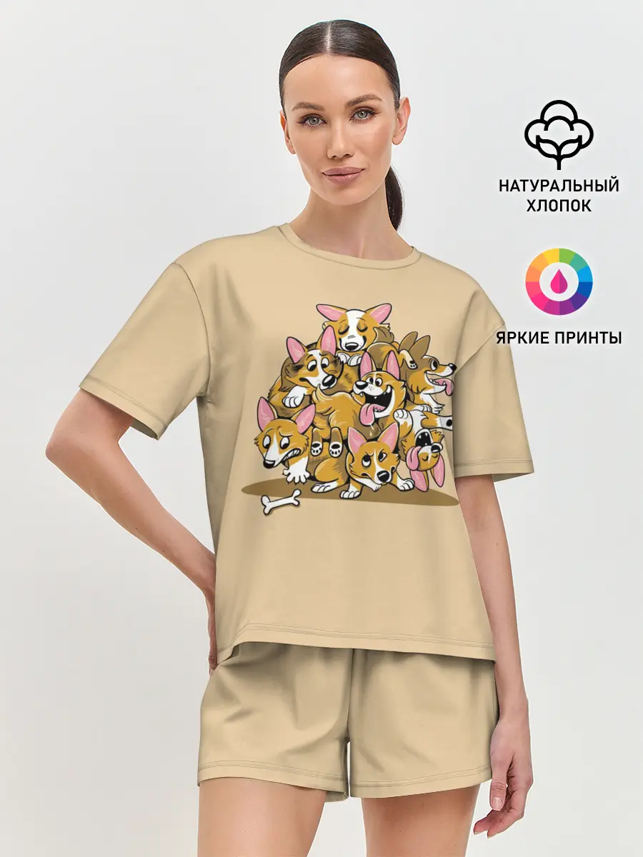 Женская пижама с шортами / Корги