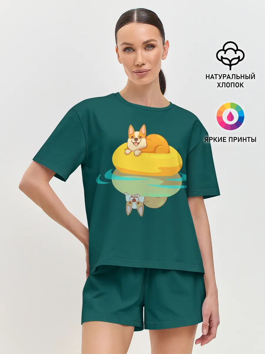 Женская пижама с шортами / Корги