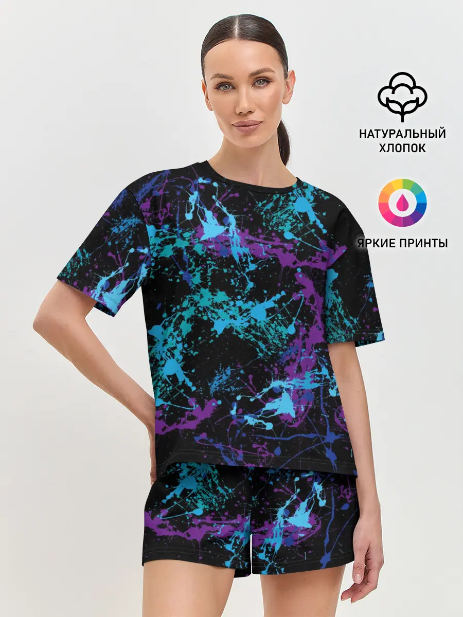 Женская пижама с шортами / Брызги