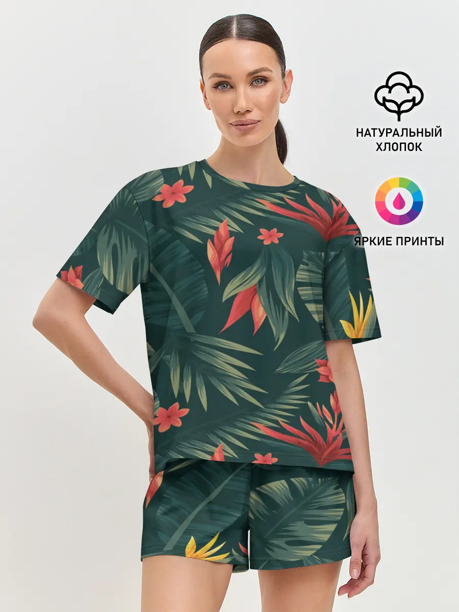 Женская пижама с шортами / Тропики