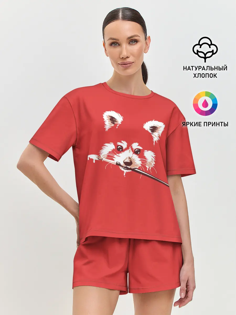 Женская пижама с шортами / Красная панда