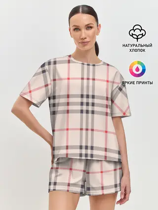 Женская пижама с шортами / Светлая клетка