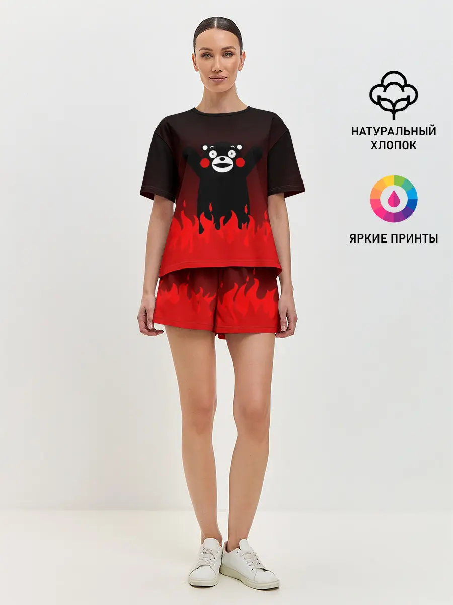 Женская пижама с шортами / Kumamon горит