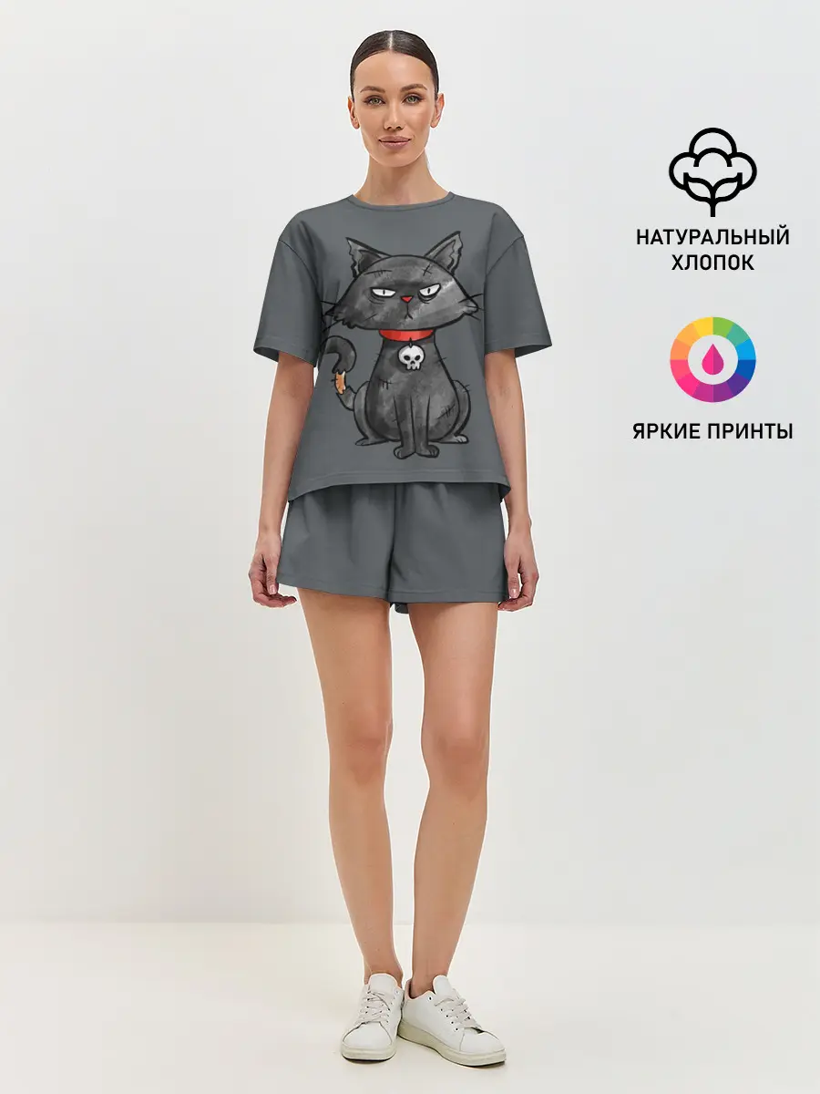 Женская пижама с шортами / Кот бедолага