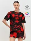 Женская пижама с шортами / Красный поросенок