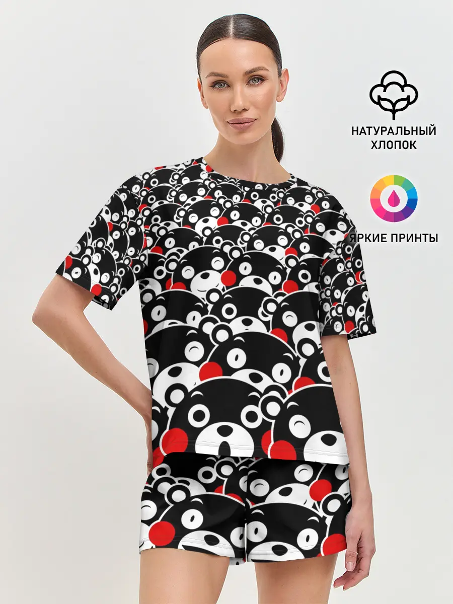 Женская пижама с шортами / Узор кумамонов