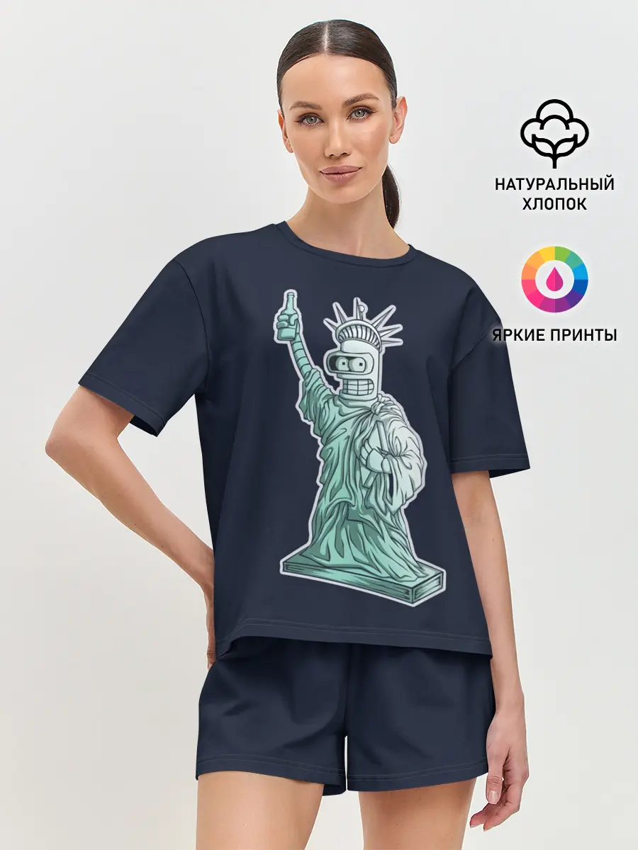 Женская пижама с шортами / Статуя Сомнительной Свободы