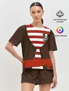 Женская пижама с шортами / Костюм пирата в красную полоску