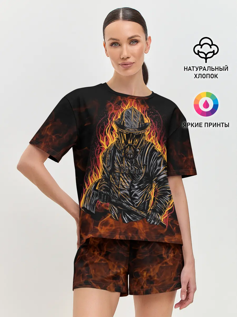 Женская пижама с шортами / Пожарный