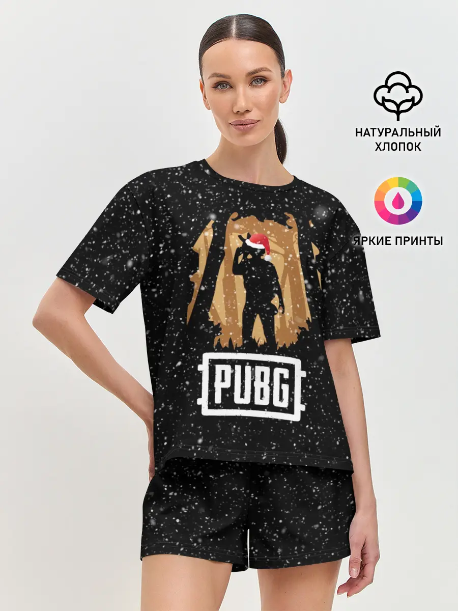 Женская пижама с шортами / Новогодний PUBG