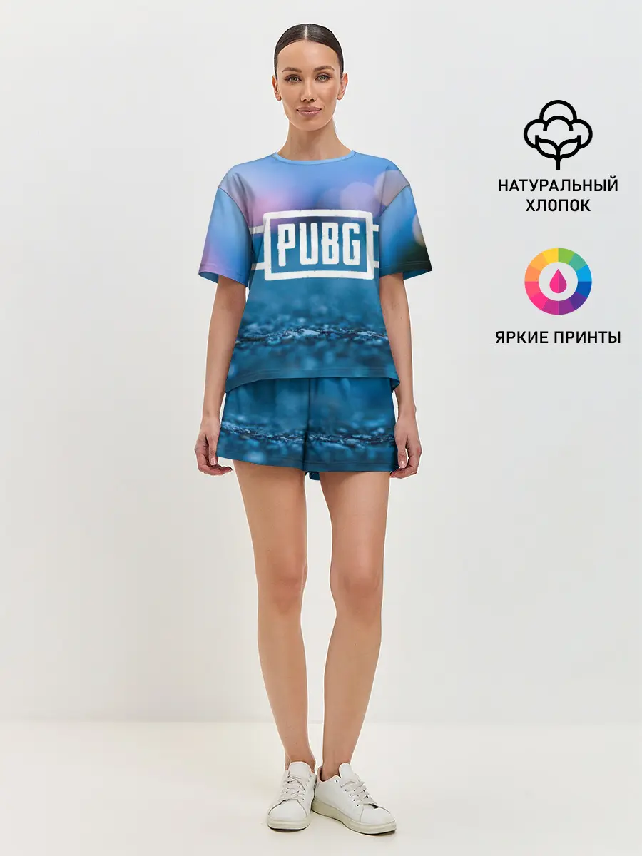 Женская пижама с шортами / PUBG light blue