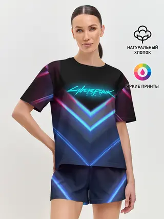 Женская пижама с шортами / CYBERPUNK 2077 NEON | НЕОН