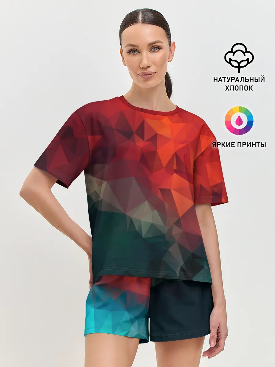 Женская пижама с шортами / Краски Абстракт