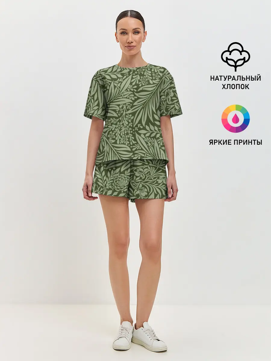 Женская пижама с шортами / Flowers Green