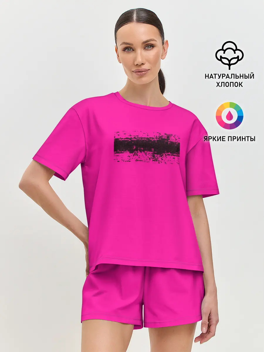 Женская пижама с шортами / Гранж розовый