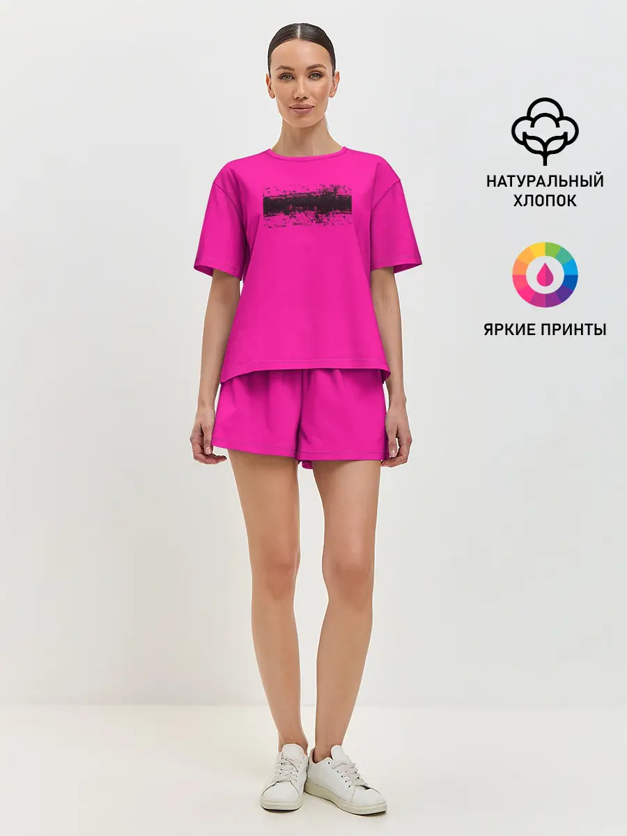 Женская пижама с шортами / Гранж розовый