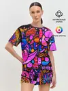 Женская пижама с шортами / Неоновое граффити