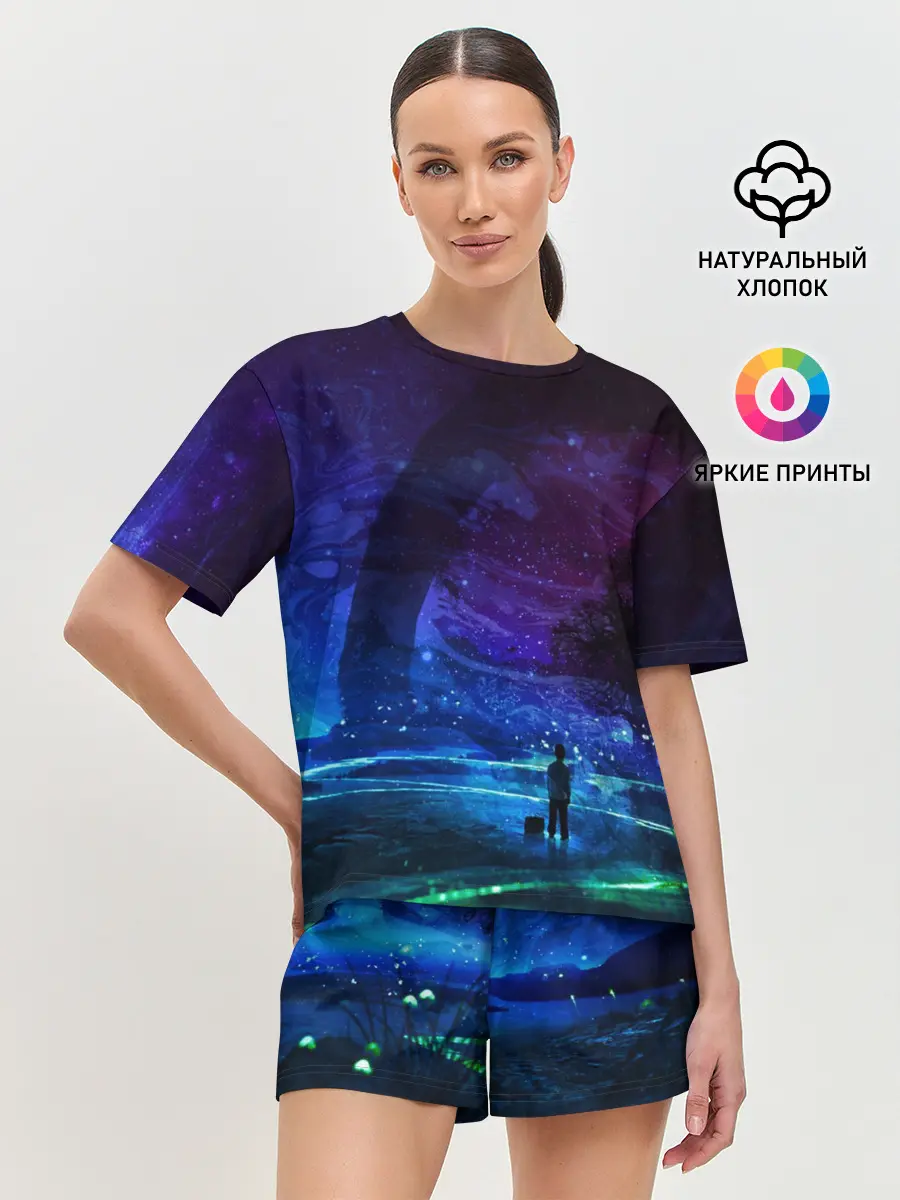 Женская пижама с шортами / Парень и космос
