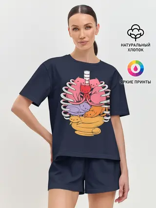 Женская пижама с шортами / Внутри Меня Котики