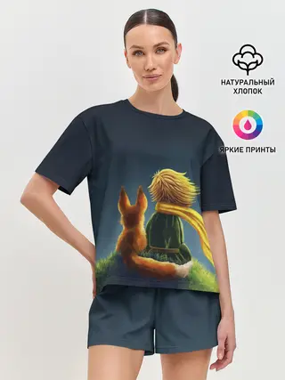 Женская пижама с шортами / Маленький принц с лисой