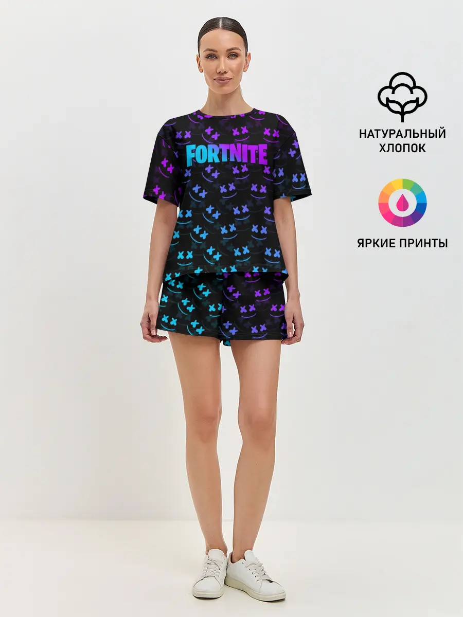 Женская пижама с шортами / FORTNITE MARSHMELLO NEON