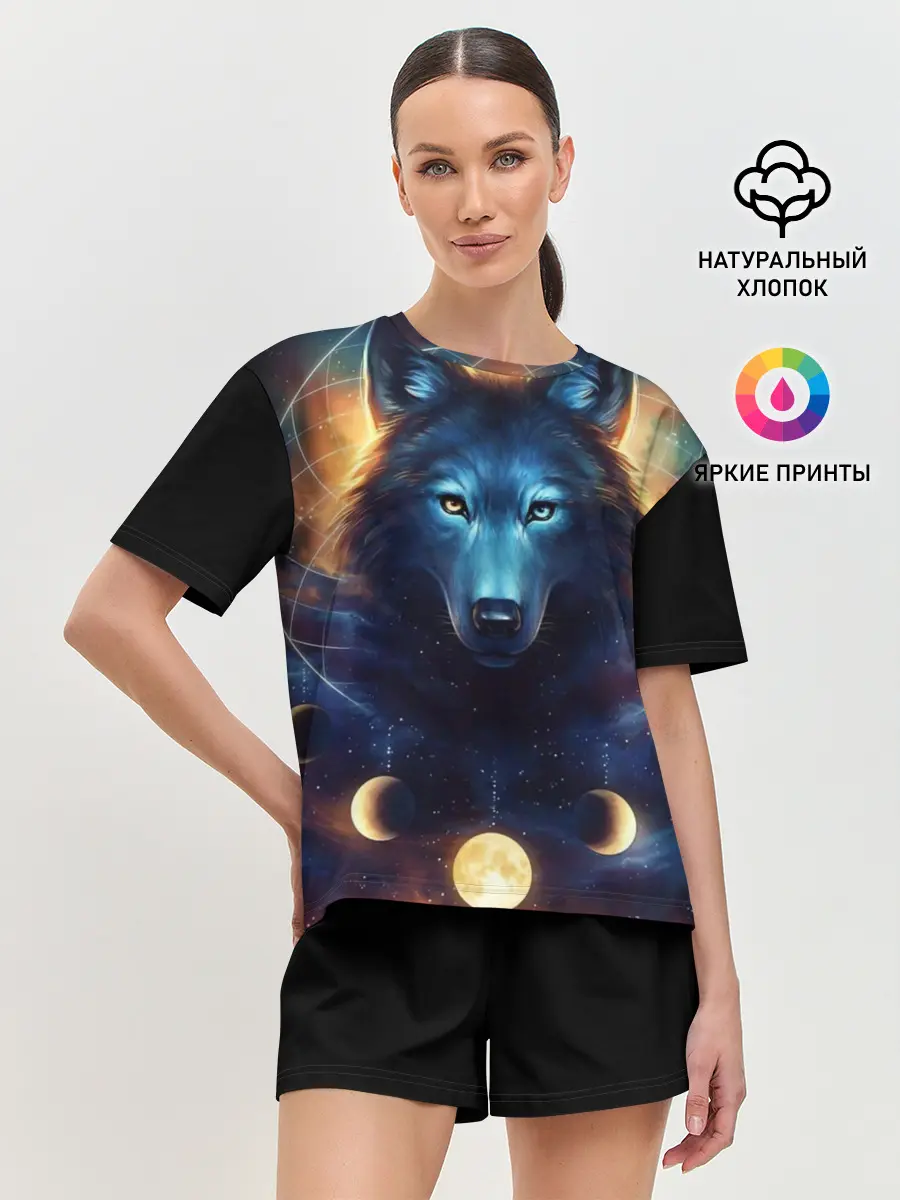 Женская пижама с шортами / волк