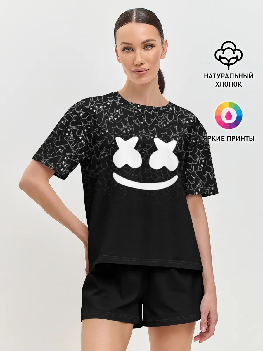 Женская пижама с шортами / MARSHMELLO BLACK